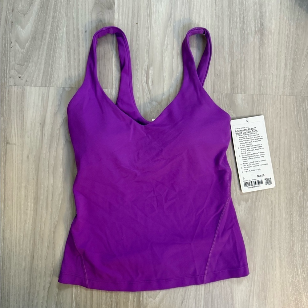 NWT Lululemon Align™ Waist-Length Tank – Moonlit Magenta– Size 0 - Picture 5 of 9